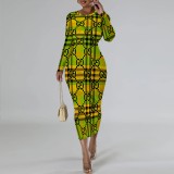 1 Piece Custom Casual Digital Printing O Neck Mid Dresses