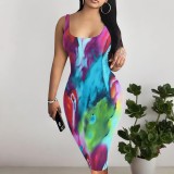 1 Piece Custom Casual Digital Printing U Neck Midi Dresses