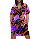 1 Piece Custom Casual Digital Printing V Neck Plus Size Midi Dresses