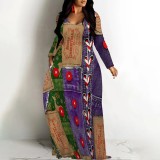 1 Piece Custom Casual Digital Printing V Neck Plus Size Maxi Dresses