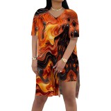 1 Piece Custom Casual Digital Printing Slit Two Piece Short Set