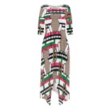 1 Piece Custom Casual Digital Printing Sloping Shoulders Maxi Dresses