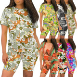 1 Piece Custom Casual Digital Printing Two Piece Short Set
