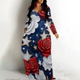 1 Piece Custom Casual Digital Printing V Neck Maxi Dresses