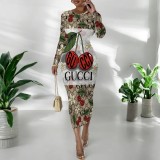 1 Piece Custom Casual Digital Printing O Neck Mid Dresses