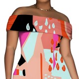 1 Piece Custom Casual Digital Printing Off Shoulder Maxi Dresses