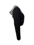 Fashion Suit Collar Splicing Fake Two-piece Hooded Warm Jacket