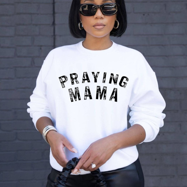 Solid Color Letter Print Long Sleeve Sweatshirt