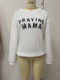 Solid Color Letter Print Long Sleeve Sweatshirt