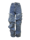 Fashion Buttoned Denim Loose Jeans