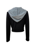 Fashion Suit Collar Splicing Fake Two-piece Hooded Warm Jacket