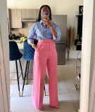 Summer High Waist Casual Trousers Elegant Business Office Wear Pants