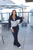 Fashion Zipper Lapel Sweatshirt Zipper Jacket & Jogger Pants Set