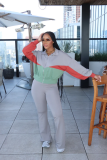 Fashion Zipper Lapel Sweatshirt Zipper Jacket & Jogger Pants Set