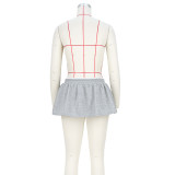 Soft Sold Drawstring Contrast Mini Skorts