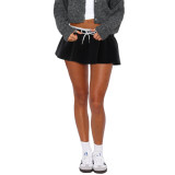 Soft Sold Drawstring Contrast Mini Skorts