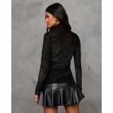 High Neck Elastic Velvet Long Sleeve Bottoming Shirt Tops