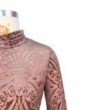 High Neck Elastic Velvet Long Sleeve Bottoming Shirt Tops