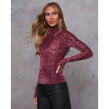 High Neck Elastic Velvet Long Sleeve Bottoming Shirt Tops