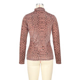 High Neck Elastic Velvet Long Sleeve Bottoming Shirt Tops