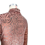 High Neck Elastic Velvet Long Sleeve Bottoming Shirt Tops