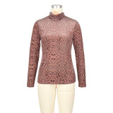 High Neck Elastic Velvet Long Sleeve Bottoming Shirt Tops