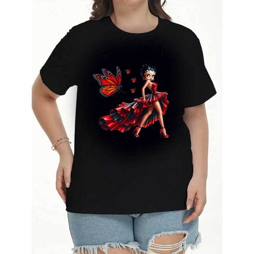 1 Piece Custom Black Casual Short Sleeve Print T-shirt