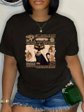 1 Piece Custom Black Casual Short Sleeve Print T-shirt