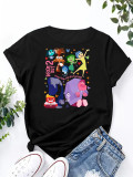 1 Piece Custom Black Casual Short Sleeve Print T-shirt