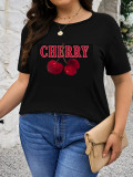 1 Piece Custom Black Casual Short Sleeve Print T-shirt