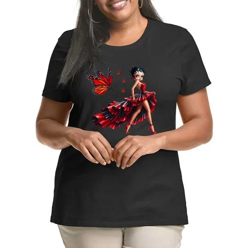 1 Piece Custom Black Casual Short Sleeve Print T-shirt
