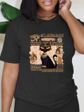 1 Piece Custom Black Casual Short Sleeve Print T-shirt