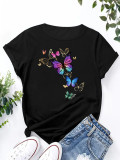 1 Piece Custom Black Casual Short Sleeve Print T-shirt