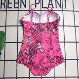 Summer Beach Padded Printed Straps One Piece Swimsuits