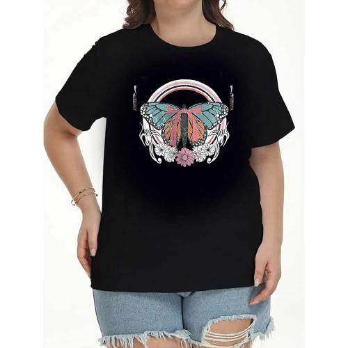 1 Piece Custom Black Casual Short Sleeve Print T-shirt