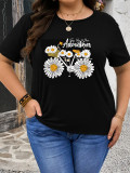 1 Piece Custom Black Casual Short Sleeve Print T-shirt