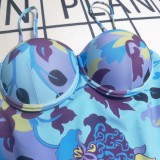 Summer Beach Padded Printed Straps One Piece Swimsuits