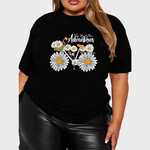 1 Piece Custom Black Casual Short Sleeve Print T-shirt