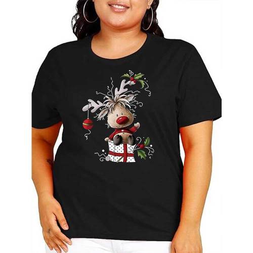 1 Piece Custom Black Casual Short Sleeve Print T-shirt