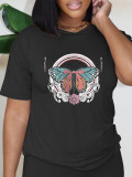 1 Piece Custom Black Casual Short Sleeve Print T-shirt