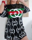 Fashion Short Sleeve Sequin Loose Summer Dress