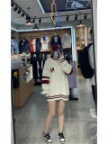 Retro Contrast Color O Neck Long Sleeve Knitted Sweater