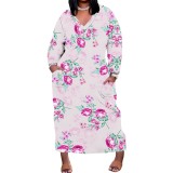 1 Piece Custom Casual Digital Printing V Neck Plus Size Maxi Dresses