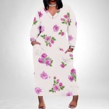 1 Piece Custom Casual Digital Printing V Neck Plus Size Maxi Dresses