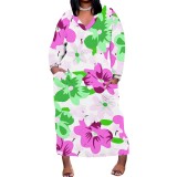 1 Piece Custom Casual Digital Printing V Neck Plus Size Maxi Dresses