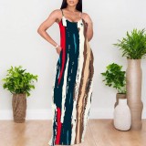1 Piece Custom Casual Digital Printing Straps Long Dresses