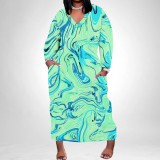 1 Piece Custom Casual Digital Printing V Neck Plus Size Maxi Dresses