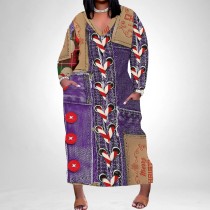1 Piece Custom Casual Digital Printing V Neck Plus Size Christmas Maxi Dresses