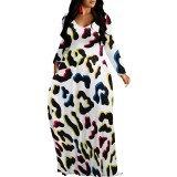 1 Piece Custom Casual Digital Printing Long Sleeve Maxi Dresses