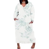 1 Piece Custom Casual Digital Printing V Neck Plus Size Maxi Dresses